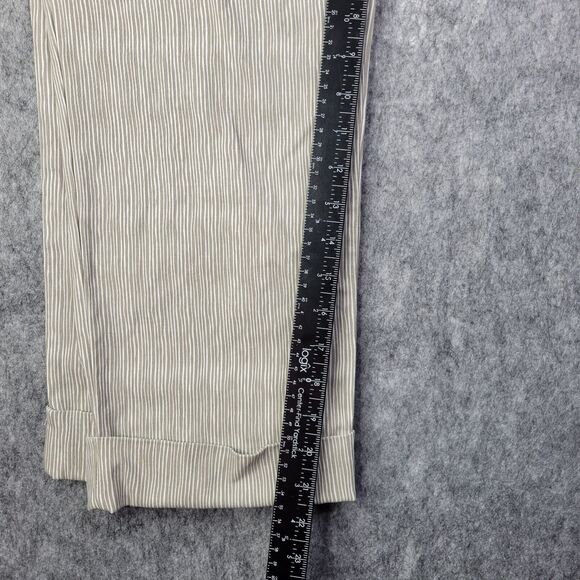 Insight Women Pants 14 Capri Cropped Stretchy Stripped Elastic Waist Pull On Tan - Picture 8 of 9